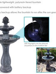 Sunnydaze 2-Tier Arcade Solar Water Fountain w/ Battery 45" Black Finish w/ LED