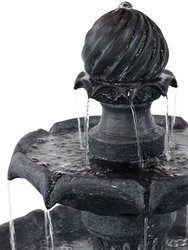 Sunnydaze 2-Tier Arcade Solar Water Fountain w/ Battery 45" Black Finish w/ LED