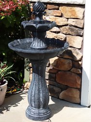 Sunnydaze 2-Tier Arcade Solar Water Fountain w/ Battery 45" Black Finish w/ LED