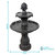 Sunnydaze 2-Tier Solar Outdoor Water Fountain with Battery - 35" - Black Finish