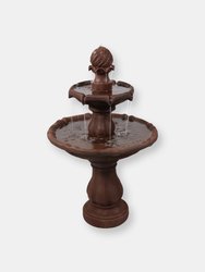 Sunnydaze 2-Tier Solar Outdoor Water Fountain with Battery - 35" - Black Finish - Brown