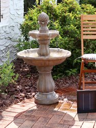 Sunnydaze 2-Tier Solar Outdoor Water Fountain with Battery - 35" - Black Finish