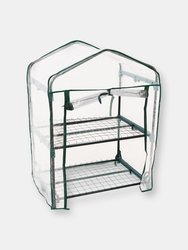 Sunnydaze 2-Tier Steel PVC Cover Mini Greenhouse and Roll-Up Zipper - Clear - Clear