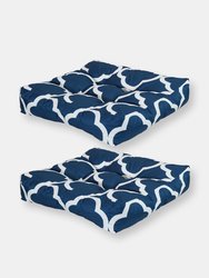 Sunnydaze 2 Tufted Outdoor Square Patio Cushions - Blue