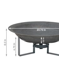 Sunnydaze 23 in Modern Cast Iron Fire Pit Bowl with Stand - Black