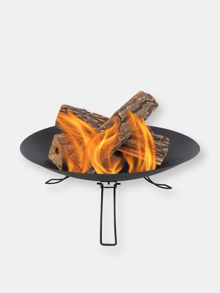 Sunnydaze 24 in Classic Ebony Steel Fire Pit Bowl with Folding Legs - Black