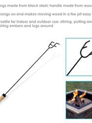 Sunnydaze 26 in Steel Outdoor Fire Pit Poker with Hook and Wooden Handle