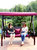 Sunnydaze 3-Person Steel Patio Swing with Side Tables and Canopy