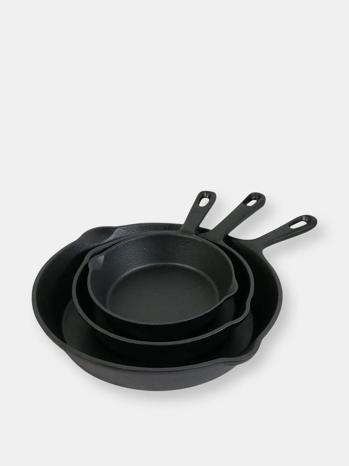 Sunnydaze 3-Piece Cast Iron Pre-Seasoned Skillet Set with 3 Pans