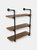 Sunnydaze 3-Tier Industrial Style Wall Bookshelf - Black Pipe Frame - Teak - Brown