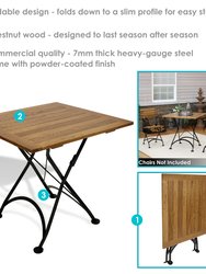 Sunnydaze 31.5 in European Chestnut Wood Folding Square Patio Bistro Table