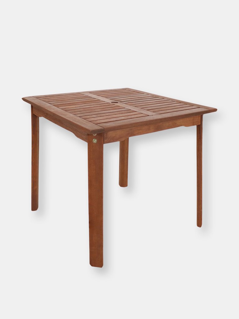 Sunnydaze 31.5 in Meranti Wood Square Patio Dining Table - Brown