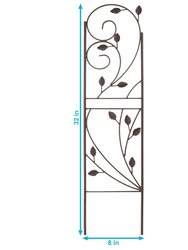 Sunnydaze 32 in Brown Steel Wire Swirl Leaf Garden Plant Trellis - Set of 2