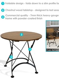 Sunnydaze 32 in European Chestnut Wood Folding Round Patio Bistro Table