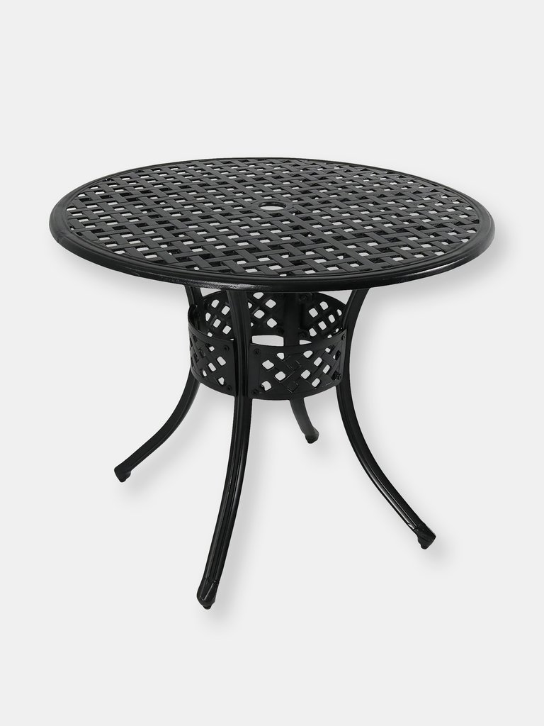 Sunnydaze 33 in Cast Aluminum Round Patio Dining Table - Black - Black