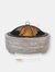 Sunnydaze 35 in Faux Stone Fire Pit with Handles and Spark Screen - Light Grey
