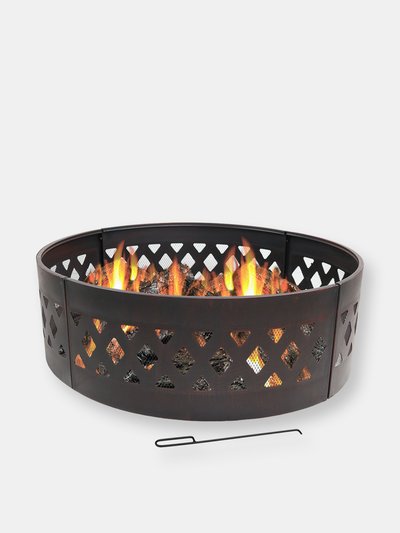 Sunnydaze Decor Sunnydaze 36 in Crossweave Steel Wood Burning Fire Pit Ring with Poker product