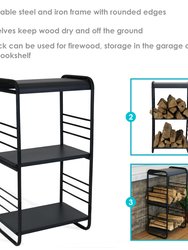 Sunnydaze 36.5 in Modern Rounded Edge Iron and Steel Firewood Log Rack
