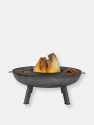 Sunnydaze 40 in Cast Iron Fire Pit Bowl with Cooking Ledge - Dark Grey