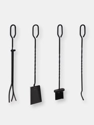 Sunnydaze 5-Piece Heavy-Duty Steel Fireplace Tool Set with Stand