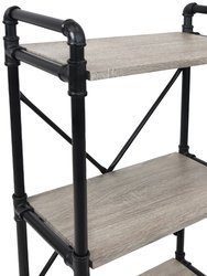 Sunnydaze 5-Tier Industrial Black Pipe Bookshelf - Oak Gray