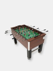 Sunnydaze 55 in Faux Wood Foosball Game Table with Folding Drink Holders - Brown