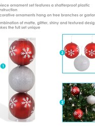 Sunnydaze 6" 3-Count Sparkle Christmas Ball Ornament Set