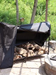 Sunnydaze 6 ft Powder-Coated Steel Firewood Log Rack with Black Cover
