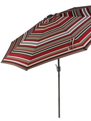 Sunnydaze 9' Aluminum Outdoor Solar LED Lighted Umbrella with Tilt - Teal Stripe - Dark Red