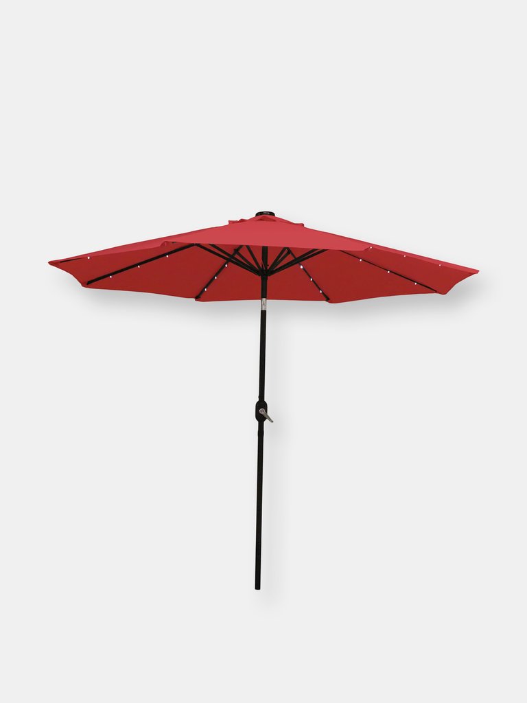 Sunnydaze 9' Solar-Powered Lighted Patio Umbrella - Red