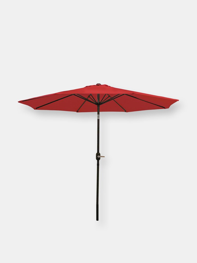 Sunnydaze Aluminum Patio Deck Market Umbrella with Tilt and Crank - 9' - Beige - Red