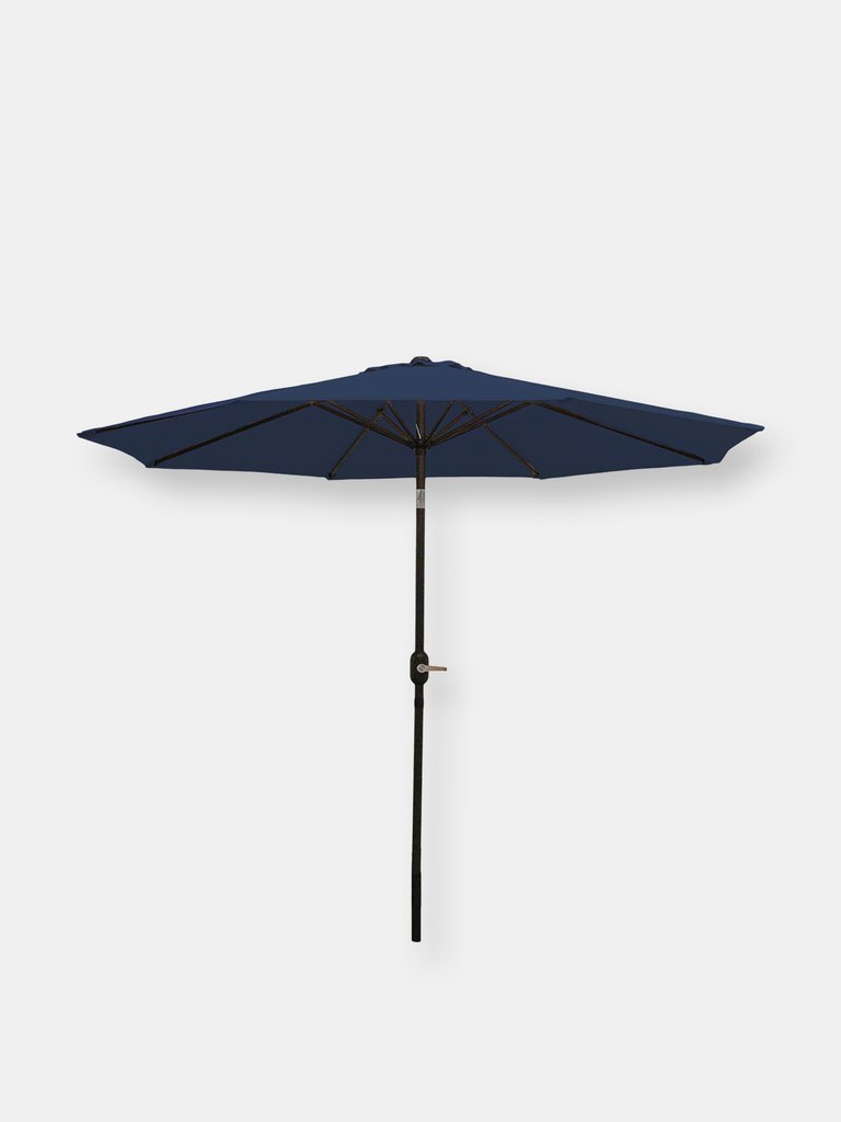 Sunnydaze Aluminum Patio Deck Market Umbrella with Tilt and Crank - 9' - Beige - Dark Blue