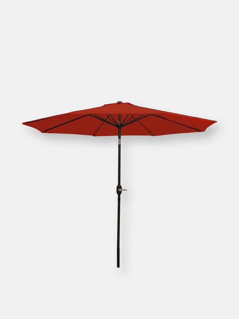 Sunnydaze Aluminum Patio Deck Market Umbrella with Tilt and Crank - 9' - Beige - Dark Orange