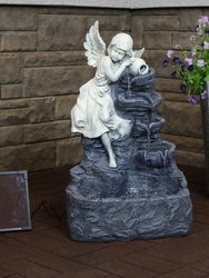 Sunnydaze Angel Falls Solar Water Fountain with Battery/LED Lights - 29 in