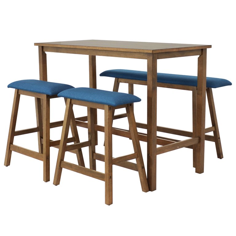 Sunnydaze Arnold 4-Piece Wooden Counter-Height Dining Set - Weathered Oak - Brown
