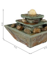 Sunnydaze Ascending Slate Indoor Water Fountain with LED Light - 8 in