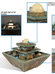 Sunnydaze Ascending Slate Indoor Water Fountain with LED Light - 8 in