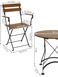 Sunnydaze Basic European Chestnut 3-Piece Patio Bistro Table and Chairs Set