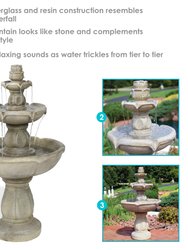 Sunnydaze Birds' Delight Fiberglass Outdoor 3-Tier Water Fountain