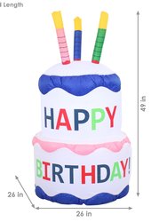 Sunnydaze Birthday Cake LED Inflatable Yard Decoration - 4 ft