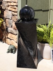 Sunnydaze Black Ball Solar Water Fountain with Battery/LED Lights - 30 in