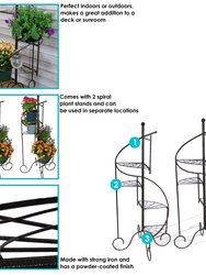 Sunnydaze Black Iron 4-Tier Spiral Staircase Plant Stand - 56 in - Set of 2