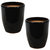 Sunnydaze Captivating Vista Ceramic Planter (Set Of 2) 11.5" - Beachcomber - Black