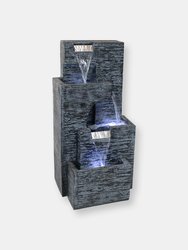 Sunnydaze Cascading Tower Contemporary Fountain with LED Lights - 32 in - Grey