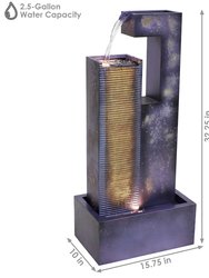 Sunnydaze Cascading Tower Metal Water Fountain with LED Lights - 32 in