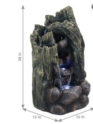 Sunnydaze Cavern of Mystery Waterfall Fountain with LED Lights - 28 in