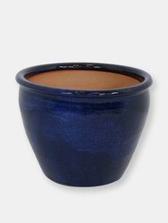 Sunnydaze Chalet High-Fired Glazed Ceramic Planter Pot - Dark Blue