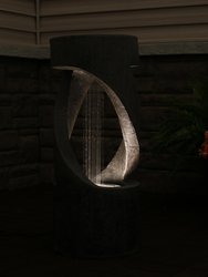 Sunnydaze Contemporary Double Helix Water Fountain with LED Lights - 31 in