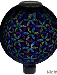 Sunnydaze Cool Blooms Outdoor Glass Mosaic Gazing Globe with Solar Light - 10"