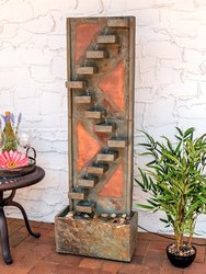 Sunnydaze Copper/Slate Staircase Water Fountain with LED Lights - 48 in